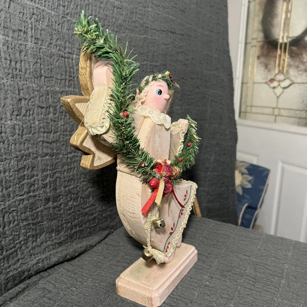 Vintage Wooden Angel Figurine Christmas Décor – 13